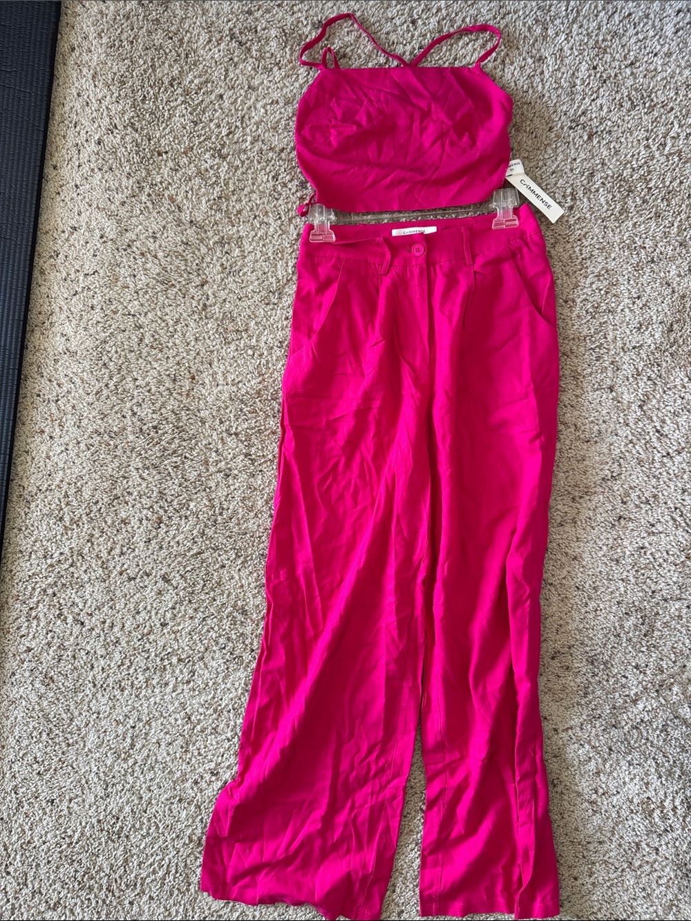 Commense Vibrant Pink Two-Piece Skirt Set